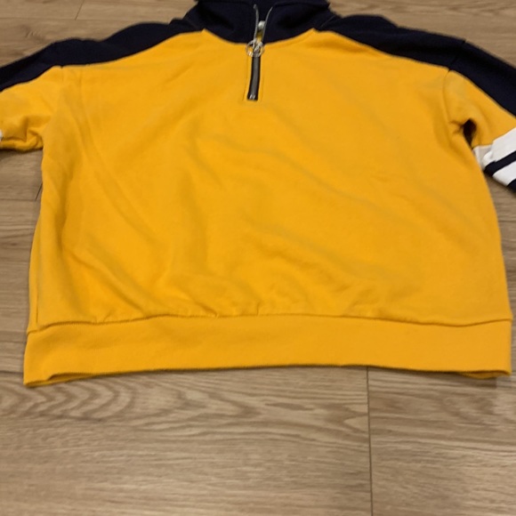 Nice sweatshirt with high neck with zipper • Yellow, White & Blue • - Picture 5 of 9